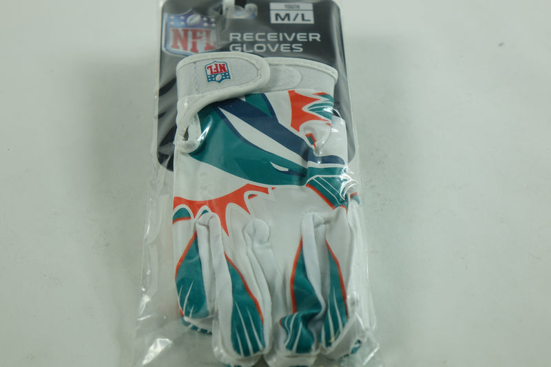 Franklin Sports Miami Dolphins Youth NFL Football Receiver Gloves -  M/L Pair