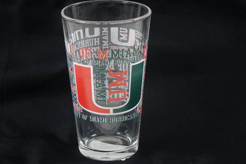 Logo Brands NCAA Miami Hurricanes 16oz Spirit Pint Glass