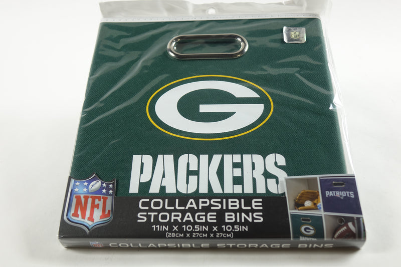 Franklin Sports NFL Green Bay Packers Collapsible Storage Bin - 11"x10.5"x10.5"