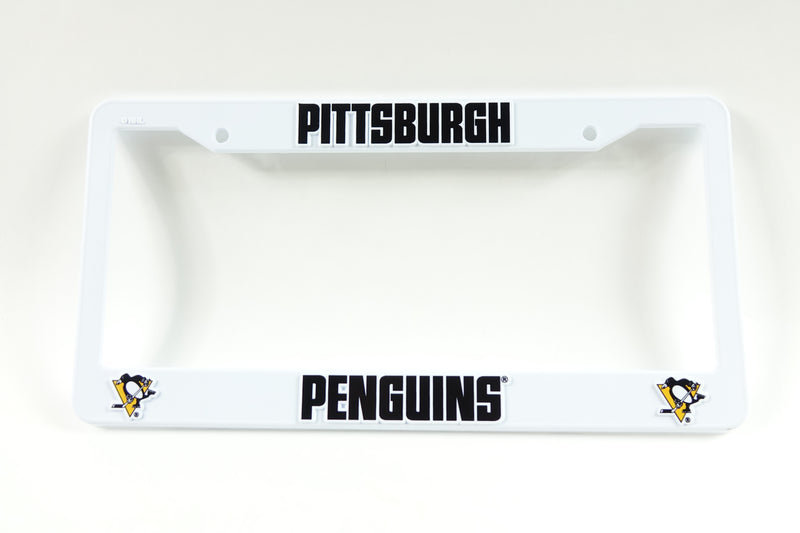 NHL Penguins Pittsburgh Plastic Frame (White) Sports Fan Automotive Accessories