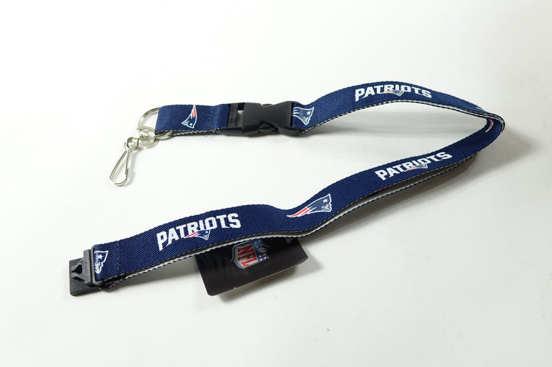 NFL New England Patriots Two-Tone Lanyard, Navy/Silver, One Size