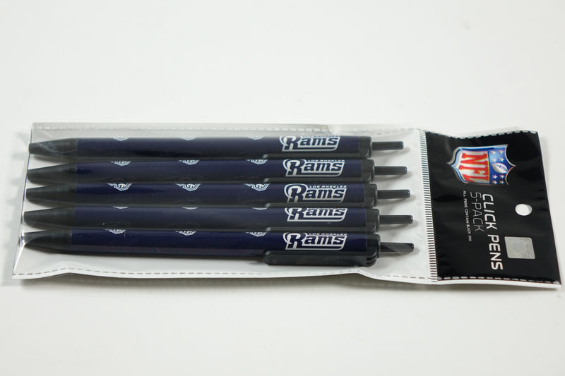 NFL St. Louis Rams Disposable Black Ink Click Pens, 5-Pack One Size