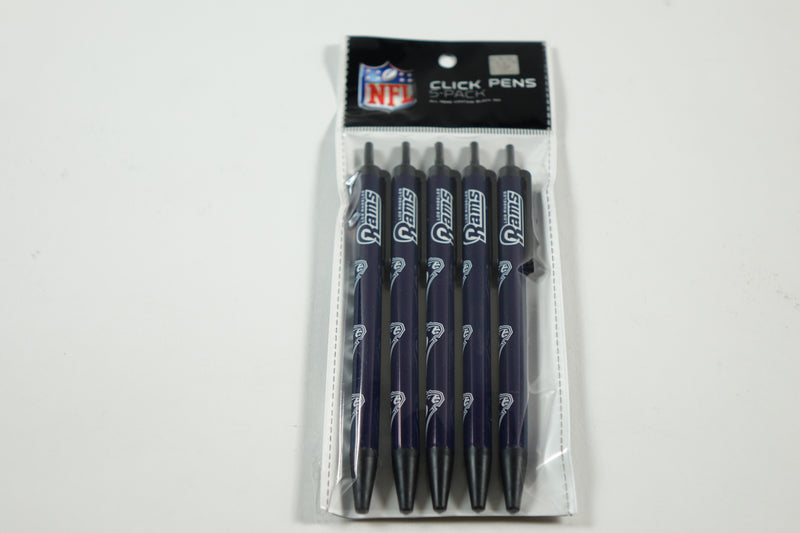 NFL St. Louis Rams Disposable Black Ink Click Pens, 5-Pack One Size