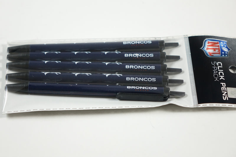 NFL Denver Broncos Disposable Black Ink Click Pens, 5-Pack 5 Count (Pack of 1)