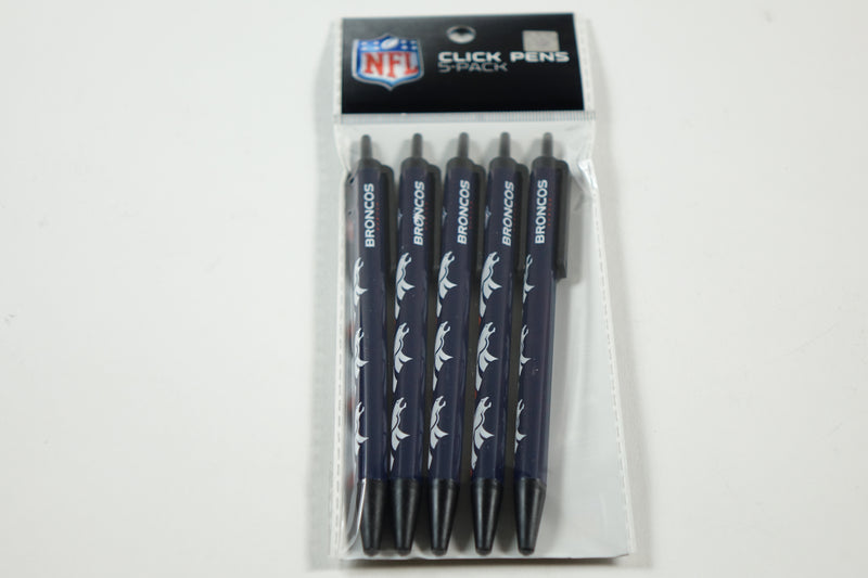 NFL Denver Broncos Disposable Black Ink Click Pens, 5-Pack 5 Count (Pack of 1)