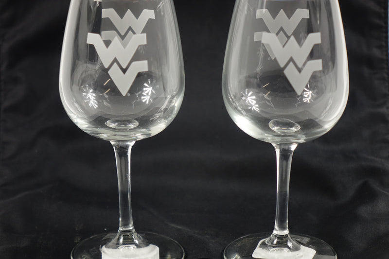 NCAA West Virginia Mountaineers 12oz Frost Stemmed Wine Glass (2-Pack)