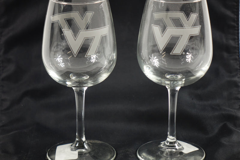 NCAA Virginia Tech Hokies 12oz Frost Stemmed Wine Glass (2 Pack)