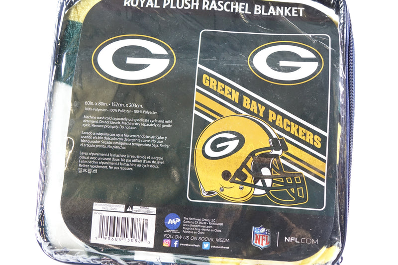 NFL Green Bay Packers Raschel Throw Blanket, 60" x 80", Slant