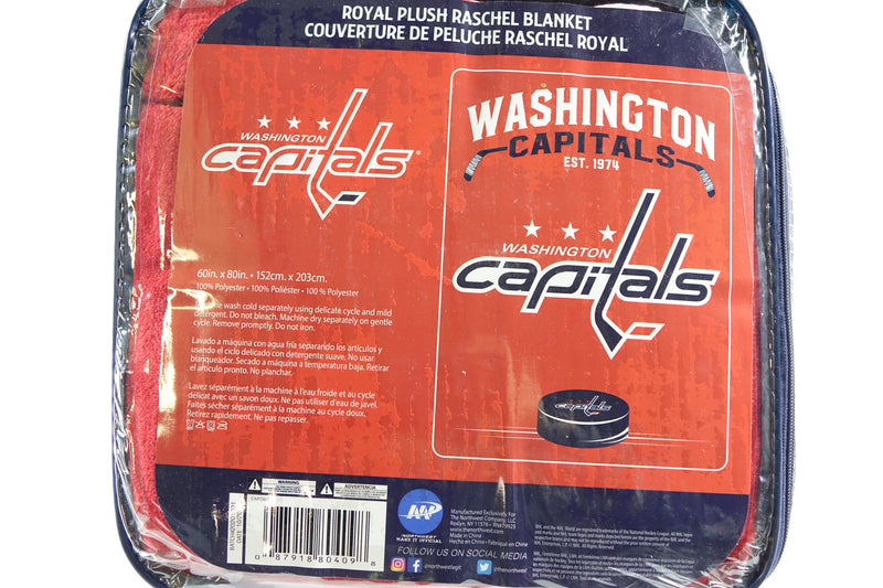 NHL Washington Capitals Raschel Throw Blanket, 60" x 80", Inspired