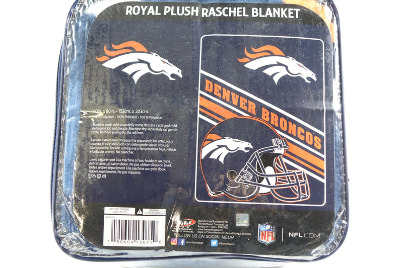 NFL Denver Broncos Raschel Throw Blanket, 60" x 80", Slant