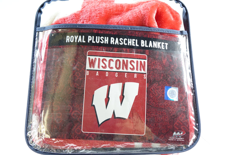 NCAA Wisconsin Badgers "Basic" Raschel Throw Blanket, 60" x 80" , Red