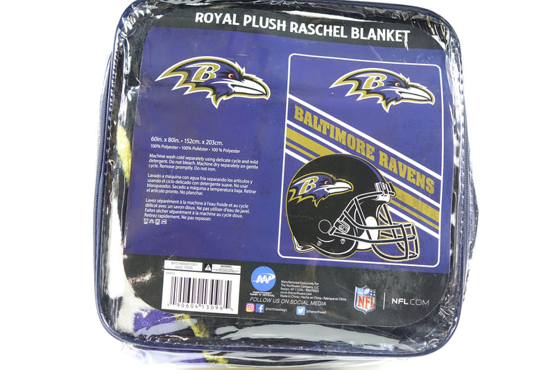 NFL Baltimore Ravens Raschel Throw Blanket, 60" x 80", Slant