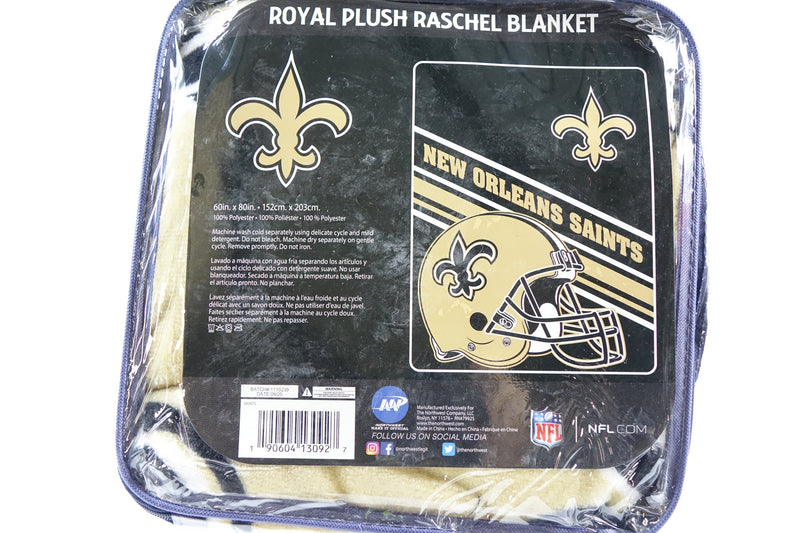 NFL New Orleans Saints Raschel Throw Blanket, 60" x 80", Slant