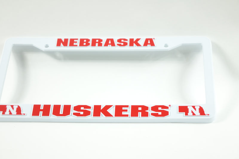 NCAA Nebraska Cornhuskers License Plate Frame, White, One Size