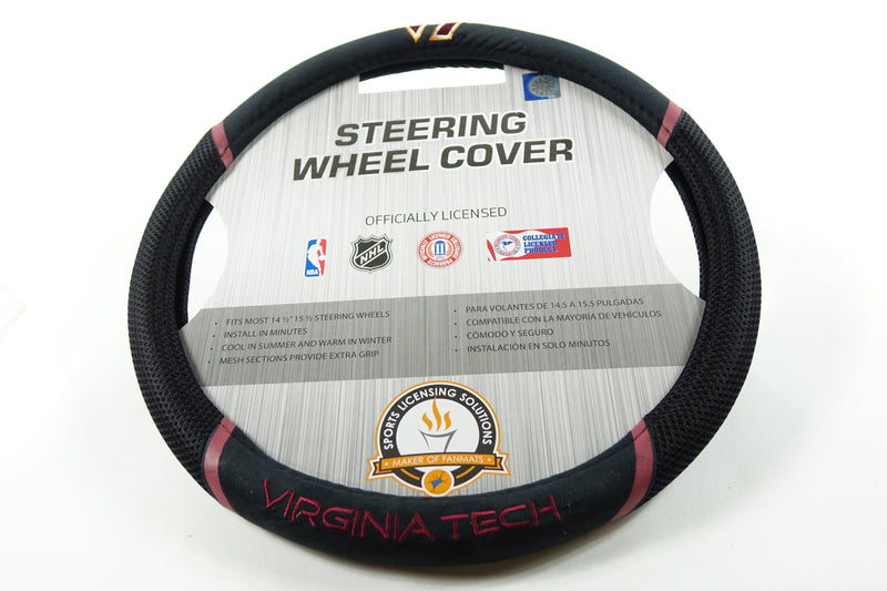 NCAA 14939 Virginia Tech Hokies Embroidered Steering Wheel Cover 15" x 15"