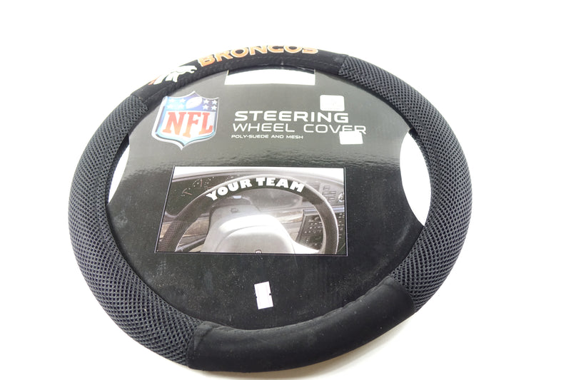 NFL Denver Broncos Poly-Suede Steering W Fits most standard size steering wheels