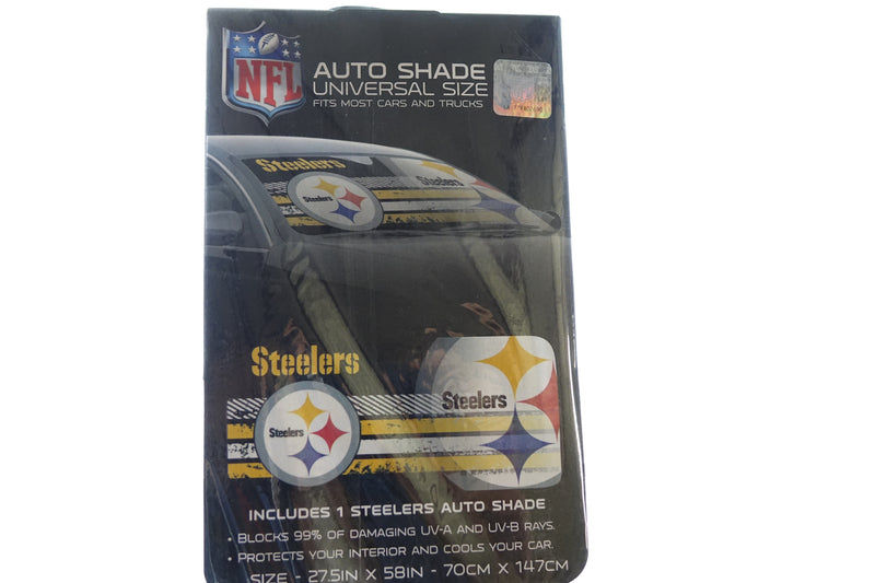 NFL Pittsburgh Steelers Universal Auto Shade, Black , 27.5" x 58" One Size