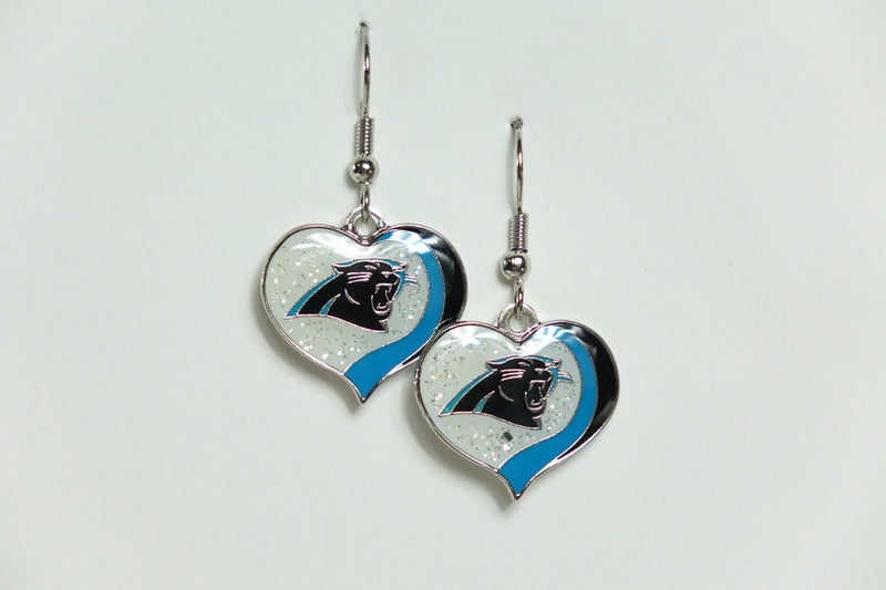 Aminco NFL Carolina Panthers Earrings Glitter Heart Small S