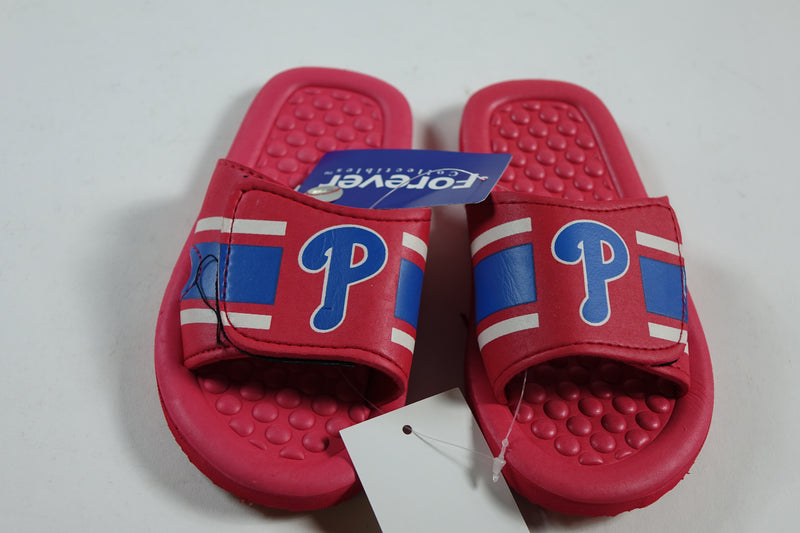 MLB Phillies Raised Logo Slide Flip Flops Youth Youth Large - Size 3-4