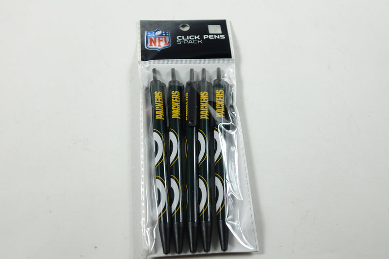 NFL Green Bay Packers Disposable Black Ink Click Pens, 5-Pac 5 Count (Pack of 1)