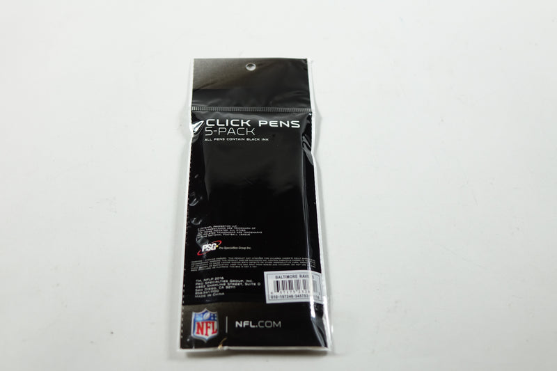 NFL Baltimore Ravens Disposable Black Ink Click Pens, 5-Pack