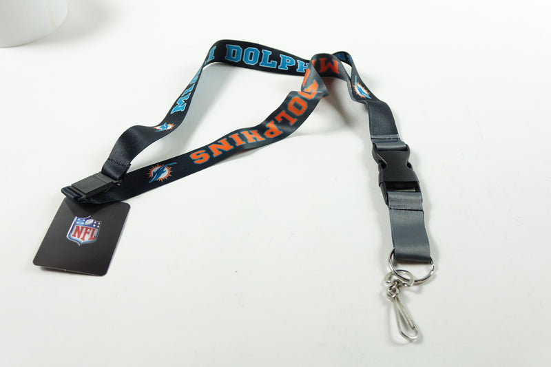 NFL Miami Dolphins ` Unisex Miami Dolphins Lanyard Reverse Pop C, Black Small  S