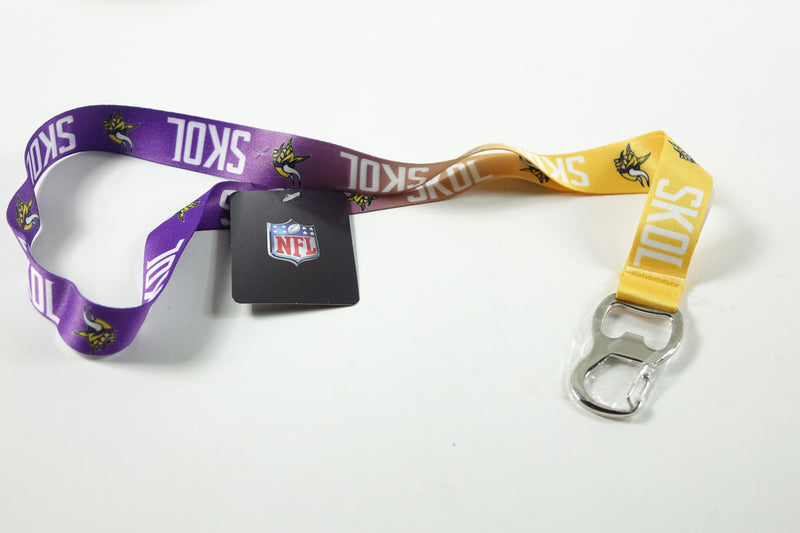 NFL Minnesota Vikings Ombre Skol Lanyard With Bottle Opener, Black, Sma One Size