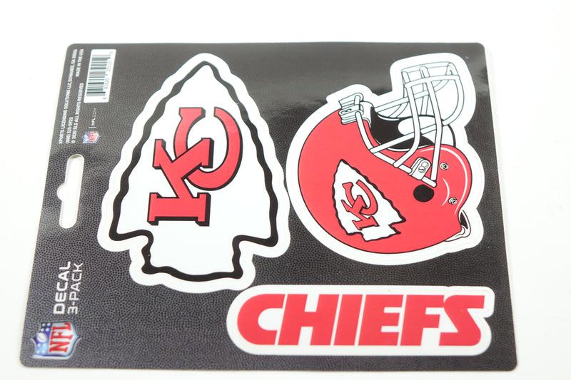 NFL Kansas City Chiefs Team Decal, 3-Pack, Red, One Size