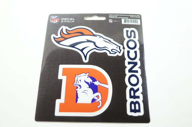 NFL Denver Broncos Decal 3pk 5” x 6.25”, Orange, One Size