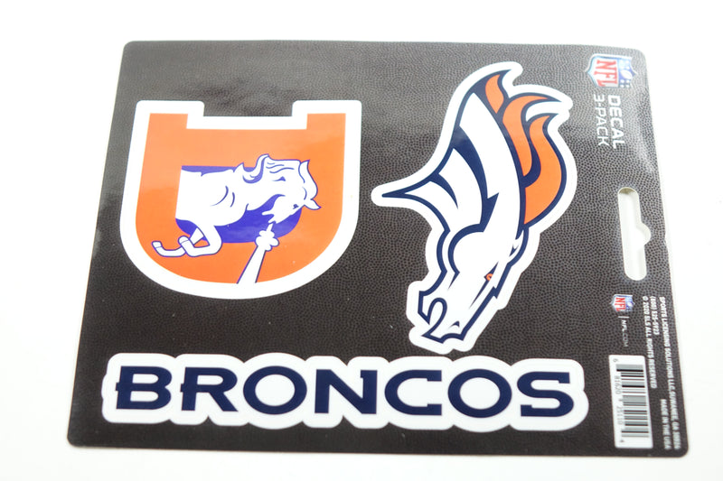 NFL Denver Broncos Decal 3pk 5” x 6.25”, Orange, One Size