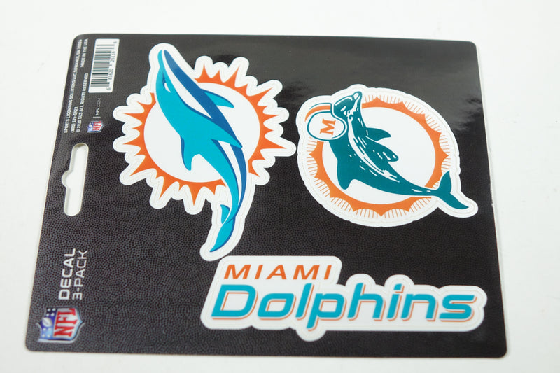 NFL Miami Dolphins Team Decal, 3-Pack, Teal, One Size Standard