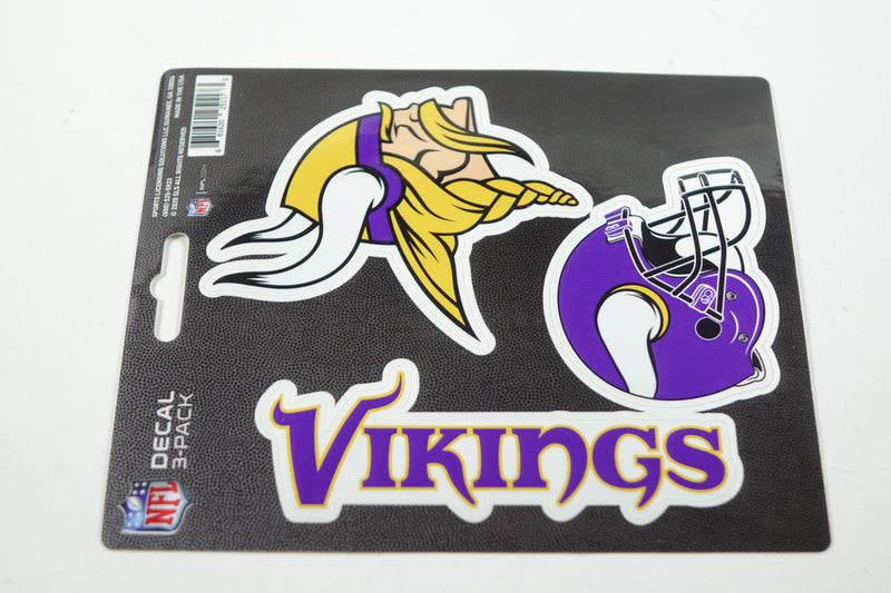 NFL Minnesota Vikings Team Decal, 3-Pack, Purple, One Size