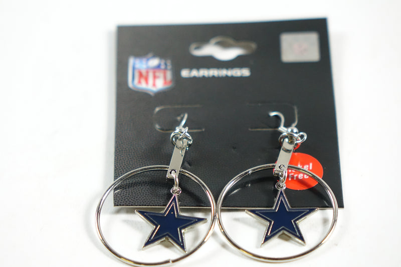 Dallas Cowboys Earrings Hoop NFL Gifts for Women, Team Color